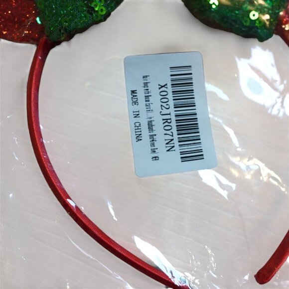 NWT Disney Red & Green Sequin Minnie Mouse Headband Christmas Holiday‎ - Picture 2 of 4